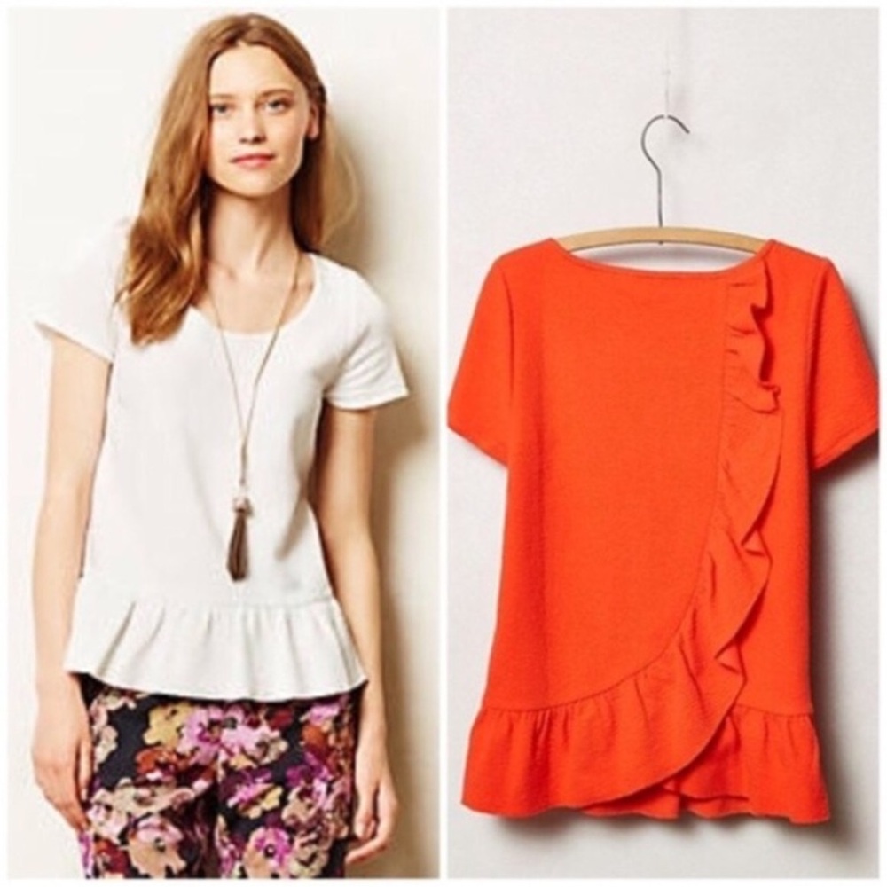 Anthropologie postmark ruffle back shirt